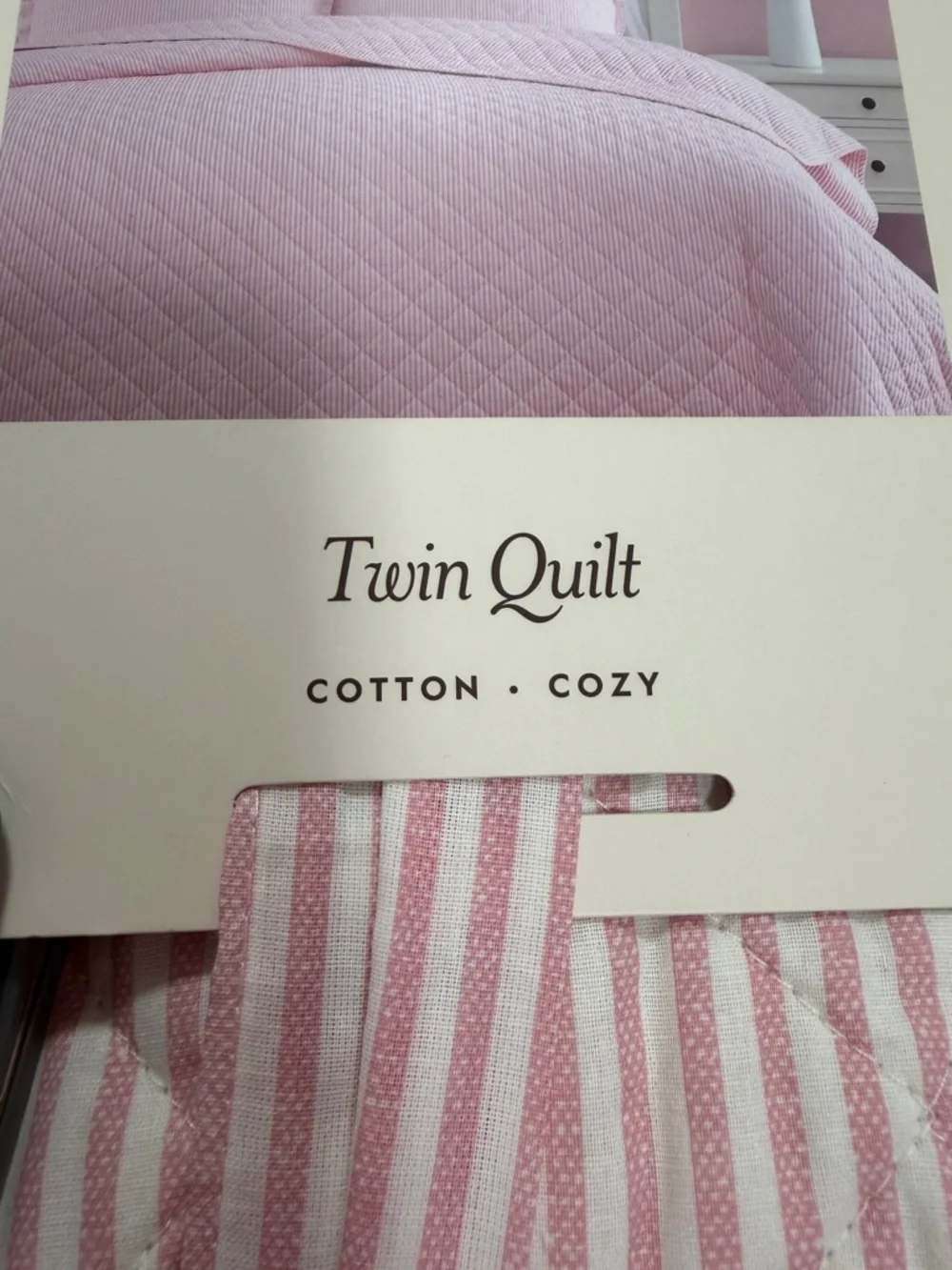 Laura Ashley Pink and White Oxford Striped Twin Quilt Set ~ Coquette